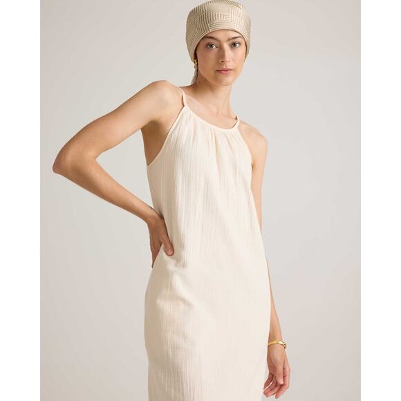 Quince 100% Organic Cotton Gauze Sleeveless Maxi Dress Vintage Cream Size M NWT - Picture 10 of 16